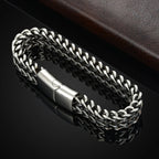 UILZ Explosive Hip Hop Exquisite Stainless Steel Cuban Chain Bracelet Front And Back Men's Simple Bully Punk Bracelet