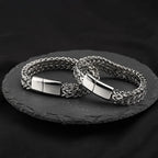 UILZ Explosive Hip Hop Exquisite Stainless Steel Cuban Chain Bracelet Front And Back Men's Simple Bully Punk Bracelet